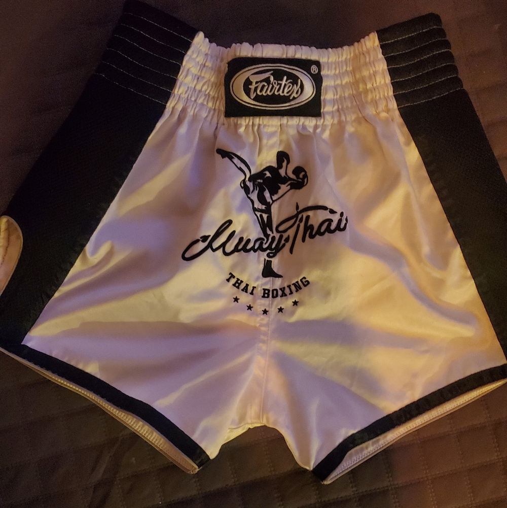 Fairtex Men’s White & Black Muay Thai Boxing Shorts